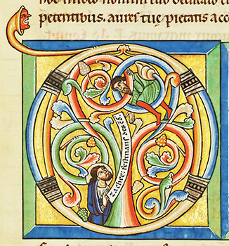 Initial D Containing the Encounter Between Jesus and Zacchaeus. From the Stammheim Missal (c.1170).