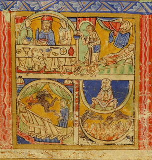 Eadwine Psalter Morgan Leaf M.521 Dives and Lazarus.