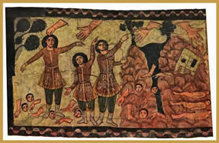 Third-century fresco of Ezekiel 37, the Dura Europas synagogue in Syria.