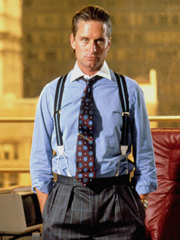 Michael Douglas as Gordon Gekko:.