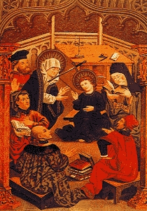 Disputation, 15th century, Kraków. Note the sword in the heart of Mary.