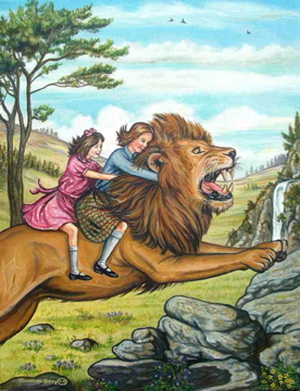 Riding Aslan.