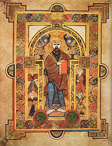 Christ enthroned, Book of Kells.